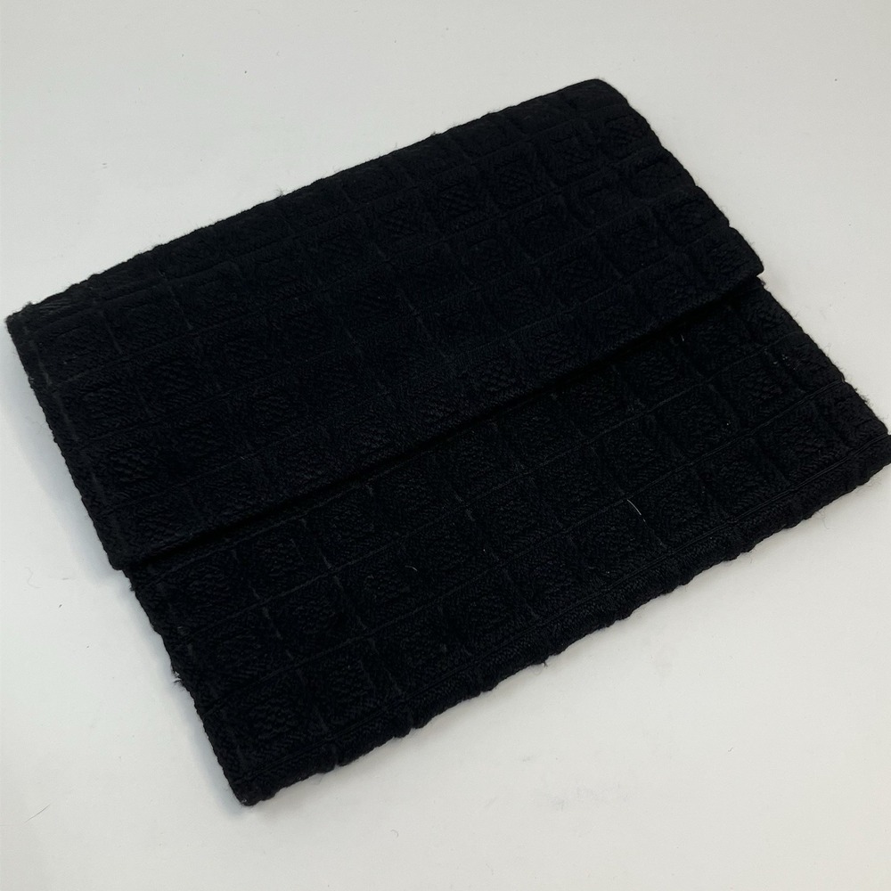 Vintage Koret for Woolf Brothers Black Woven Knit Clutch Purse Bag Handbag